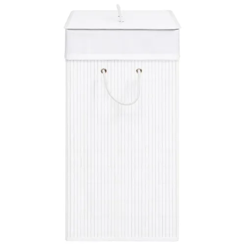 Košara za rublje od bambusa s 2 odjeljka bijela 100 L - Bijela 52 x 32 x 62.5 cm Cijena