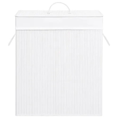 Košara za rublje od bambusa s 2 odjeljka bijela 100 L - Bijela 52 x 32 x 62.5 cm Cijena