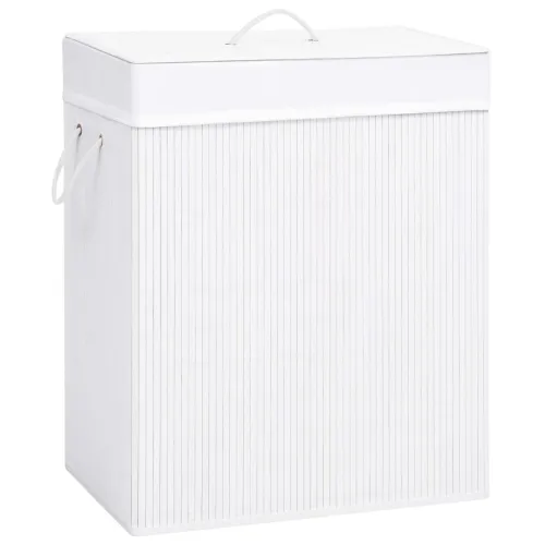 Košara za rublje od bambusa s 2 odjeljka bijela 100 L - Bijela 52 x 32 x 62.5 cm Cijena