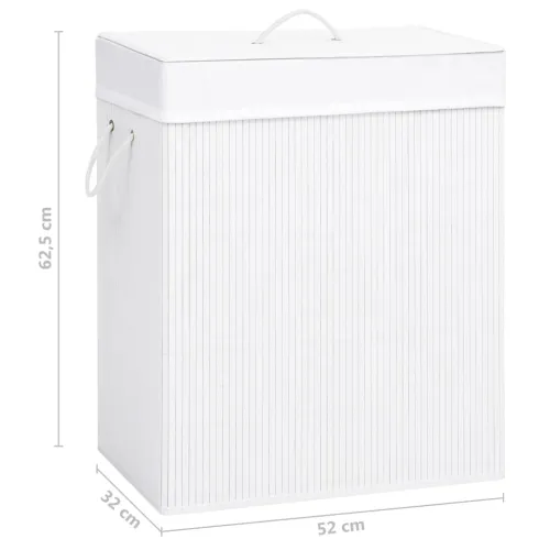 Košara za rublje od bambusa s 2 odjeljka bijela 100 L - Bijela 52 x 32 x 62.5 cm Cijena