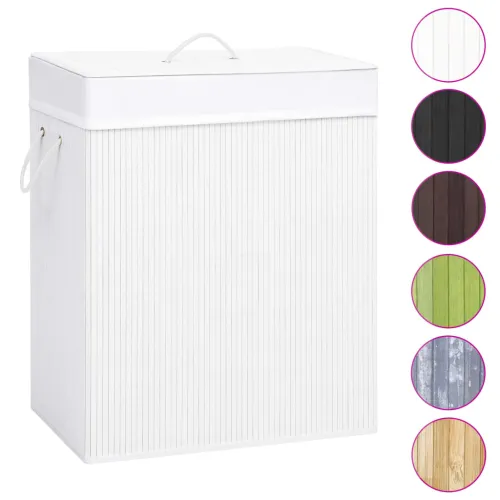 Košara za rublje od bambusa s 2 odjeljka bijela 100 L - Bijela 52 x 32 x 62.5 cm Cijena