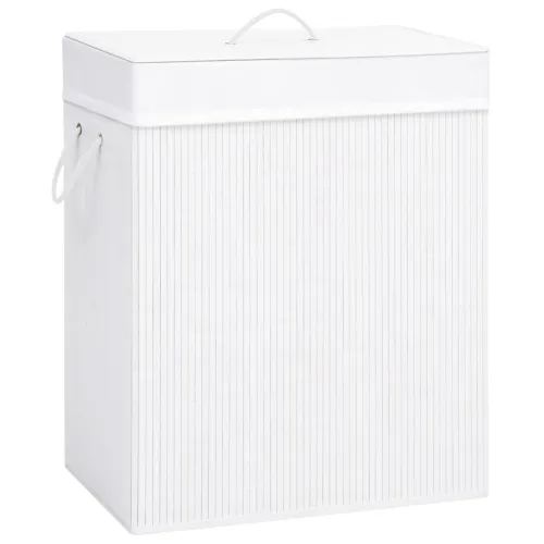 Košara za rublje od bambusa s jednim odjeljkom bijela 83 L - Bijela 43.5 x 33.5 x 65.5 cm Cijena