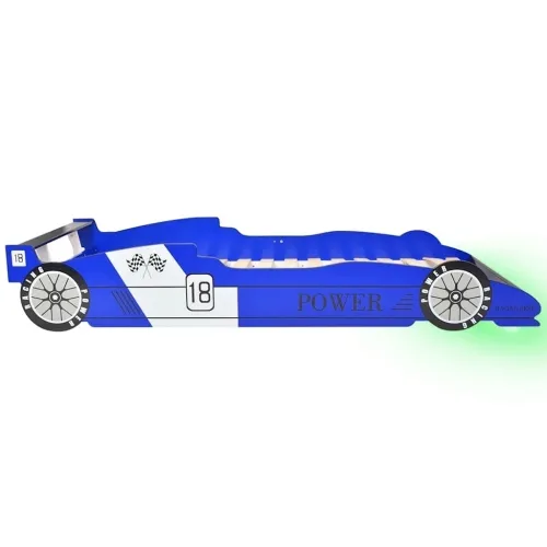Dječji krevet u obliku trkaćeg automobila LED 90 x 200 cm plavi - Plava Cijena