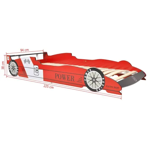 Dječji krevet trkaći auto 90 x 200 cm crveni - Crvena Cijena