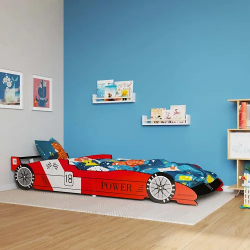 Dječji krevet trkaći auto 90 x 200 cm crveni - Crvena Cijena