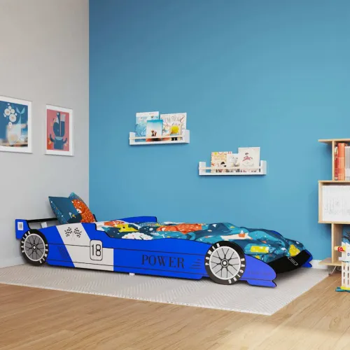 Dječji krevet trkaći auto 90 x 200 cm plavi - Plava Cijena