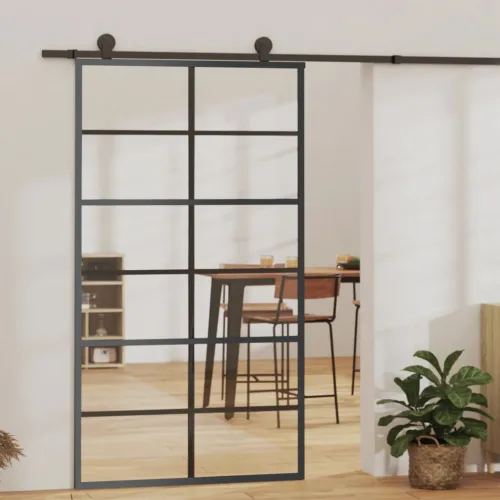 Klizna vrata s priborom ESG staklo i aluminij 102 x 205 cm - 102 x 205 cm (klizna vodilica od 183 cm) Rešetke 6 x 2 Cijena