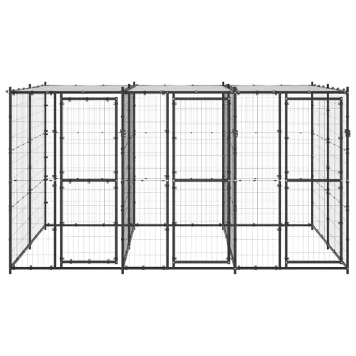 Vanjski kavez za pse s krovom čelični 7,26 m² - Crna i srebrna 330 x 220 x 180 cm 1 Da Cijena