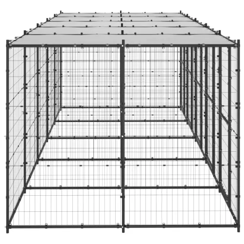 Vanjski kavez za pse s krovom čelični 12,1 m² - Crna i srebrna 550 x 220 x 180 cm 1 Da Cijena