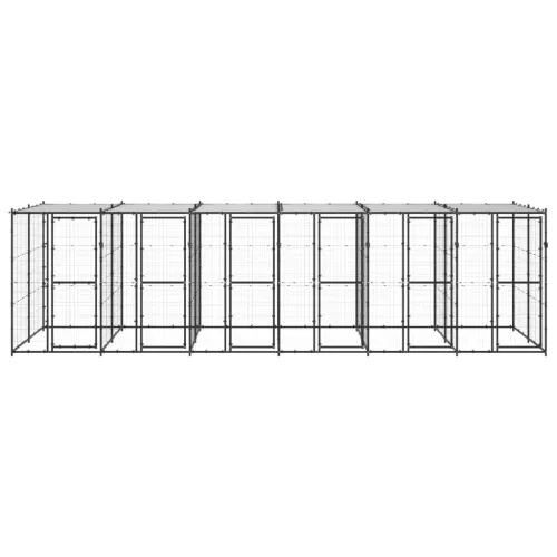 Vanjski kavez za pse s krovom čelični 14,52 m² - Crna i srebrna 660 x 220 x 180 cm 1 Da Cijena