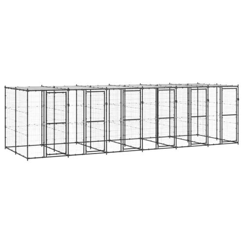 Vanjski kavez za pse s krovom čelični 14,52 m² - Crna i srebrna 660 x 220 x 180 cm 1 Da Cijena
