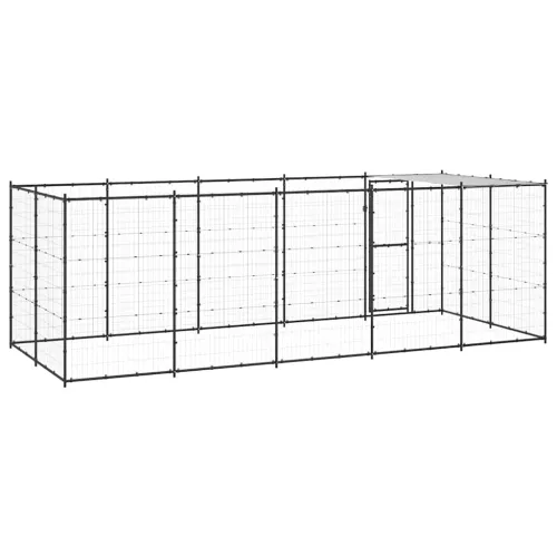 Vanjski kavez za pse s krovom čelični 12,1 m² - Crna i srebrna 550 x 220 x 180 cm 1 Da Cijena