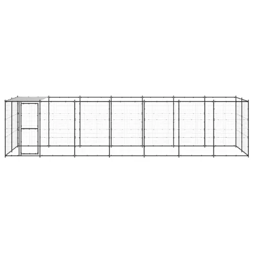 Vanjski kavez za pse s krovom čelični 16,94 m² - Crna i srebrna 770 x 220 x 180 cm 1 Da Cijena