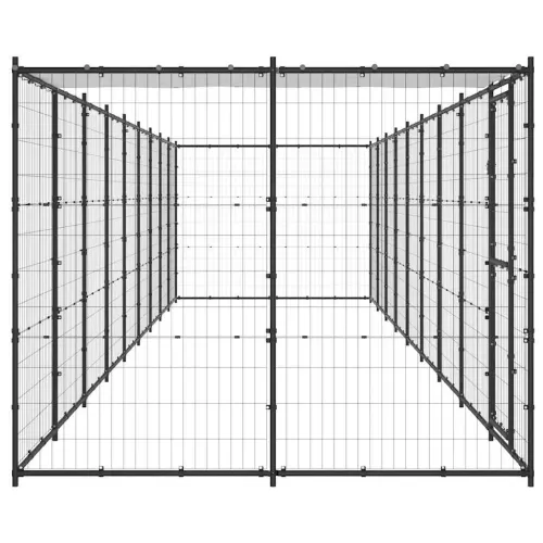 Vanjski kavez za pse s krovom čelični 21,78 m² - Crna i srebrna 990 x 220 x 180 cm 1 Da Cijena