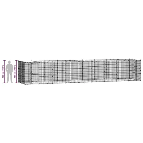 Vanjski kavez za pse s krovom čelični 21,78 m² - Crna i srebrna 990 x 220 x 180 cm 1 Da Cijena