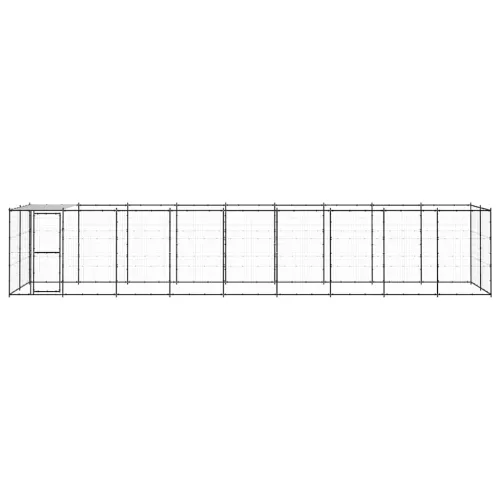Vanjski kavez za pse s krovom čelični 21,78 m² - Crna i srebrna 990 x 220 x 180 cm 1 Da Cijena