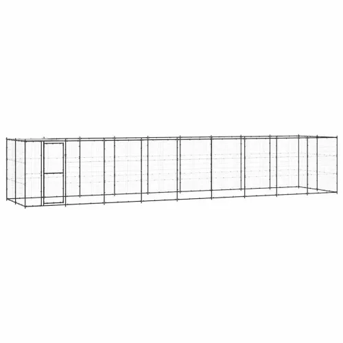 Vanjski kavez za pse s krovom čelični 21,78 m² - Crna i srebrna 990 x 220 x 180 cm 1 Da Cijena
