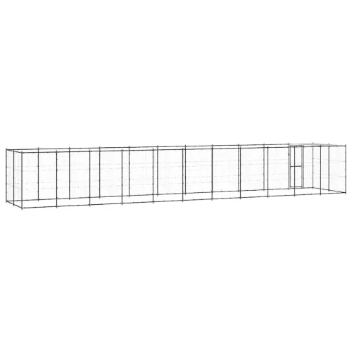 Vanjski kavez za pse s krovom čelični 26,62 m² - Crna i srebrna 1210 x 220 x 180 cm 1 Da Cijena