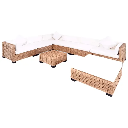 27-dijelna garnitura od prirodnog ratana - 3x kutna + 3x srednja + tabure + stol Cijena