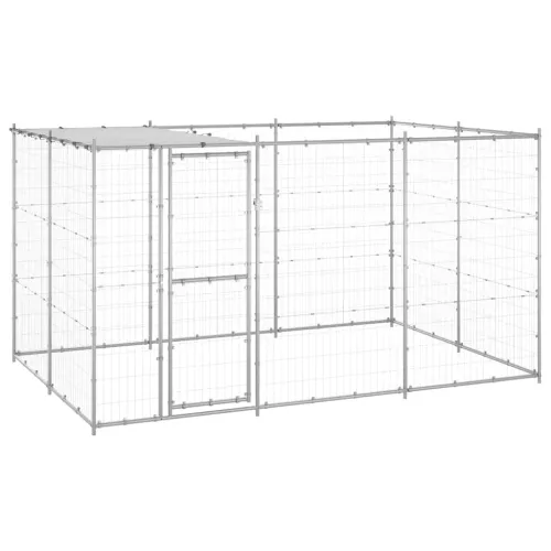 Vanjski kavez za pse od pocinčanog čelika s krovom 7,26 m² - Srebrno 330 x 220 x 180 cm 1 Da Cijena