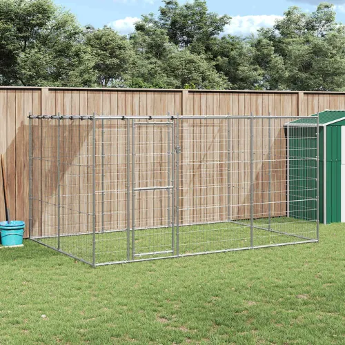Vanjski kavez za pse od pocinčanog čelika s krovom 7,26 m² - Srebrno 330 x 220 x 180 cm 1 Da Cijena
