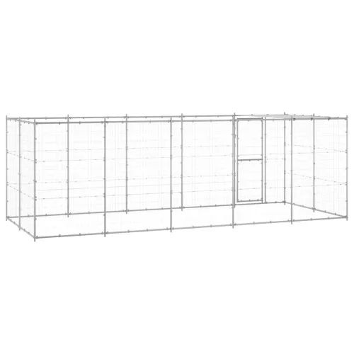 Vanjski kavez za pse od pocinčanog čelika s krovom 12,1 m² - Srebrno 550 x 220 x 180 cm 1 Da Cijena