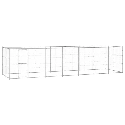 Vanjski kavez za pse od pocinčanog čelika s krovom 16,94 m² - Srebrno 770 x 220 x 180 cm 1 Da Cijena
