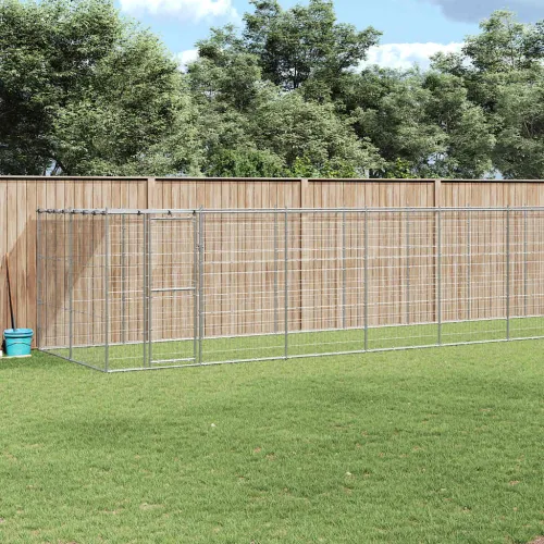 Vanjski kavez za pse od pocinčanog čelika s krovom 21,78 m² - Srebrno 990 x 220 x 180 cm 1 Da Cijena
