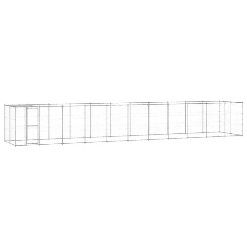 Vanjski kavez za pse od pocinčanog čelika s krovom 26,62 m² - Srebrno 1210 x 220 x 180 cm 1 Da Cijena
