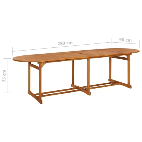 Vrtna garnitura - 11-dijelni vrtni blagovaonski set 280x90x75 cm bagremovog drva - S naslonom za ruke Ovalno 10 Cijena