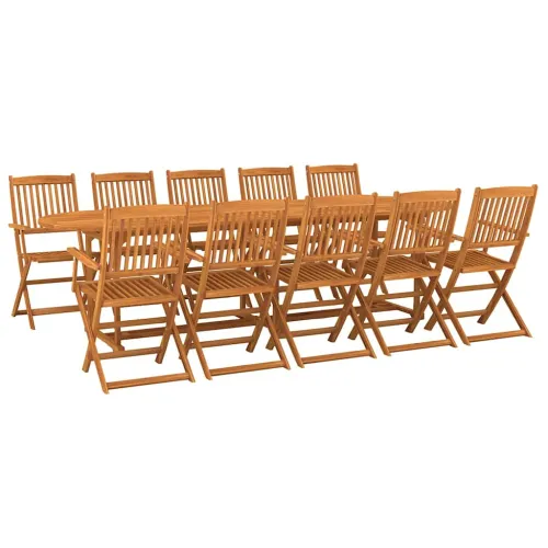 Vrtna garnitura - 11-dijelni vrtni blagovaonski set 280x90x75 cm bagremovog drva - S naslonom za ruke Ovalno 10 Cijena