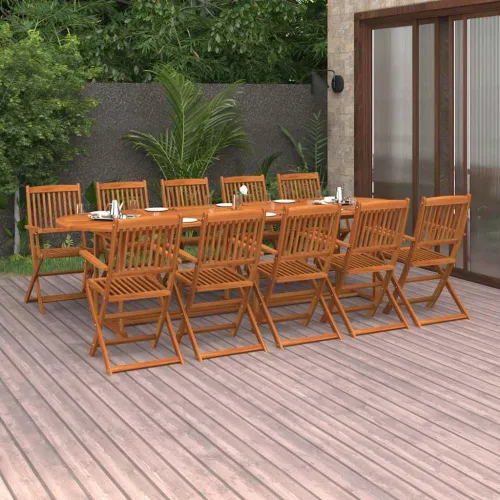 Vrtna garnitura - 11-dijelni vrtni blagovaonski set 280x90x75 cm bagremovog drva - S naslonom za ruke Ovalno 10 Cijena