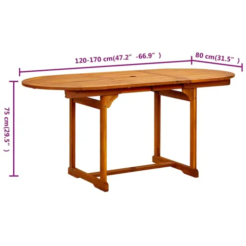 Vrtni stol - Blagovaonski stol (120-170) x 80 x 75 cm od drva bagrema - 170 x 80 x 75 cm Ovalno Cijena