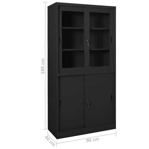 Uredski ormarić s kliznim vratima antracit 90x40x180 cm čelični - Antracit 1 1 Cijena