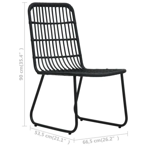 Vrtna garnitura - 3-dijelni vrtni blagovaonski set od poliratana i stakla - Crna Dužina stola 80 cm 2 Cijena