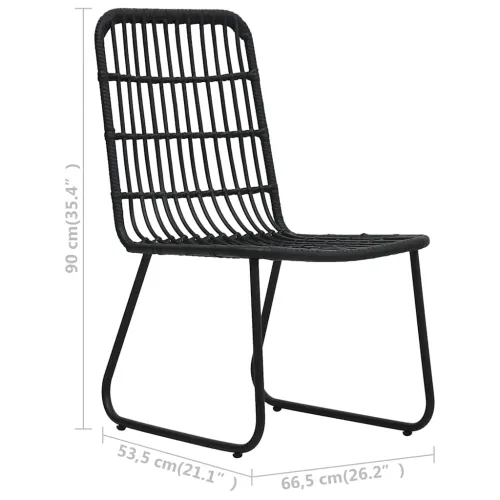 Vrtna garnitura - 5-dijelni vrtni blagovaonski set od poliratana i stakla - Crna Dužina stola 80 cm 4 Cijena