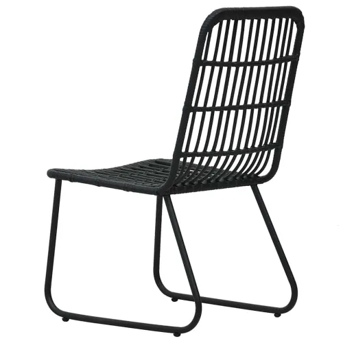Vrtna garnitura - 5-dijelni vrtni blagovaonski set od poliratana i stakla - Crna Dužina stola 80 cm 4 Cijena