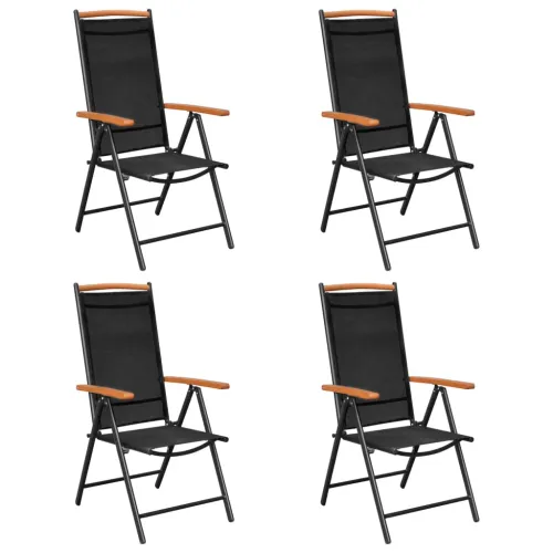 Vrtna garnitura - 5-dijelni vrtni blagovaonski set aluminijski crni - Crna i smeđa Dužina stola 80 cm Cijena