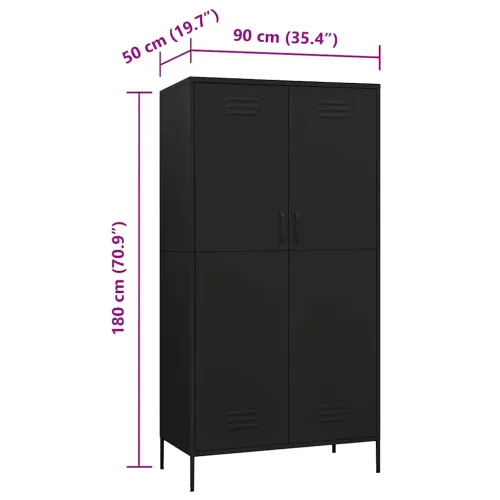 Ormar crni 90 x 50 x 180 cm čelični - Crna 1 1 Cijena