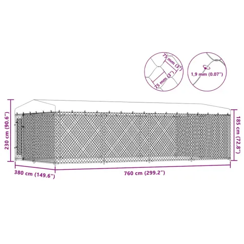 Vanjski kavez za pse s krovom 7,6 x 3,8 x 2,3 m - 1 Da Cijena
