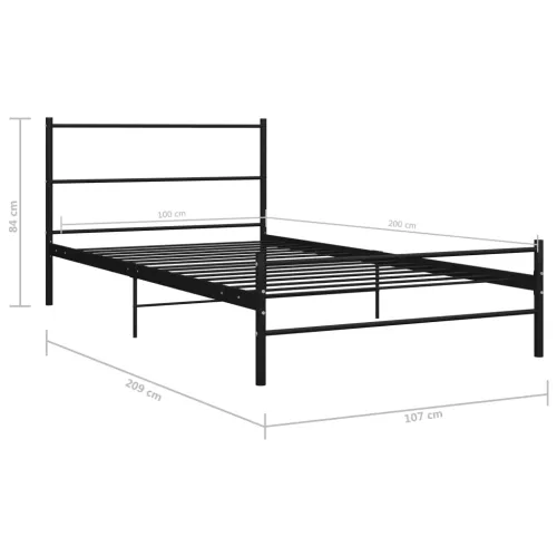 Okvir za krevet crni metalni 100 x 200 cm - Crna 100 x 200 cm Cijena