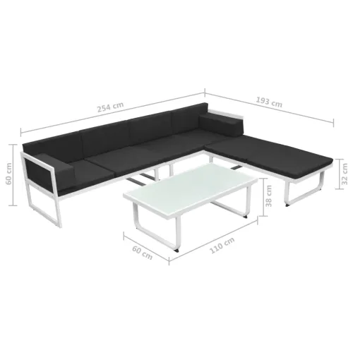 4-Dijelna vrtna garnitura s jastucima aluminijska crna Cijena