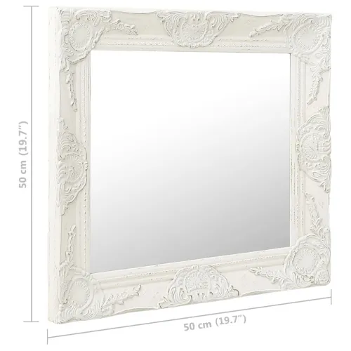 Zidno ogledalo u baroknom stilu 50 x 50 cm bijelo - Bijela 50 x 50 cm Cijena