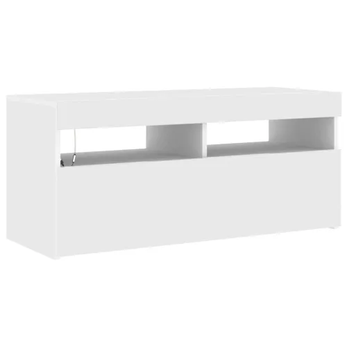 TV ormarić s LED svjetlima bijeli 90x35x40 cm - Bijela 1 90 cm Bijela Cijena