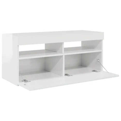 TV ormarić s LED svjetlima visoki sjaj bijeli 90x35x40 cm - Visoko sjajno bijela 1 90 cm Visoko sjajno bijela Cijena