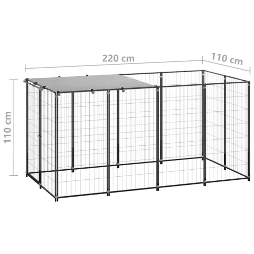 Kavez za pse crni 2,42 m² čelični - Crna 220 x 110 x 110 cm Cijena