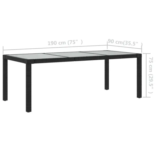 Vrtna garnitura - 7-dijelni vrtni blagovaonski set od poliratana s jastucima crni - Crno-bijelo Dužina stola 190 cm 6 Cijena