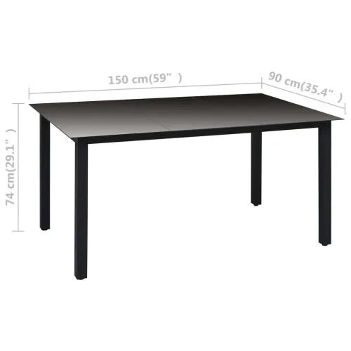 Vrtna garnitura - 5-dijelni vrtni blagovaonski set crno-smeđi - Dužina stola 150 cm 4 Cijena
