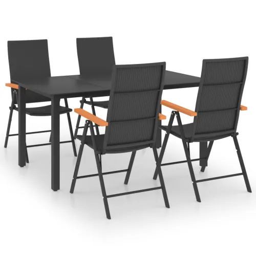 Vrtna garnitura - 5-dijelni vrtni blagovaonski set crno-smeđi - Dužina stola 150 cm 4 Cijena