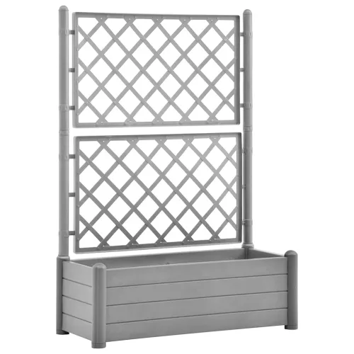 Vrtna sadilica s rešetkom 100 x 43 x 142 cm PP siva boja kamena - Siva 100 x 43 x 142 cm 1 Siva Cijena